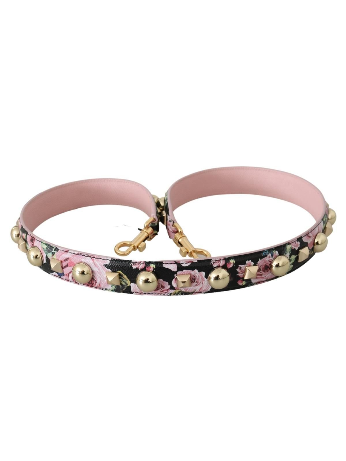 Dolce & Gabbana Dolce & Gabbana Women's Pink Floral Leather Stud Accessory Shoulder Strap in Red - 2