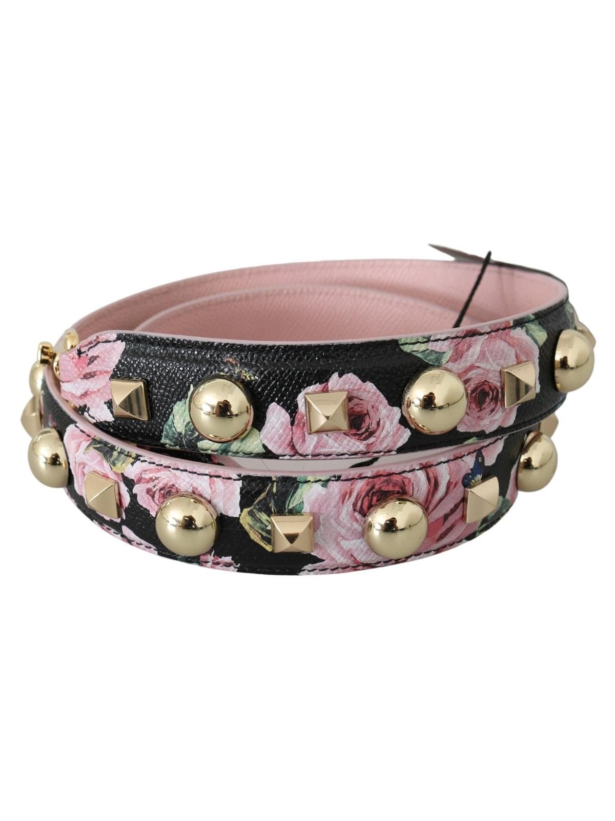 Dolce & Gabbana Dolce & Gabbana Women's Pink Floral Leather Stud Accessory Shoulder Strap in Red - 3