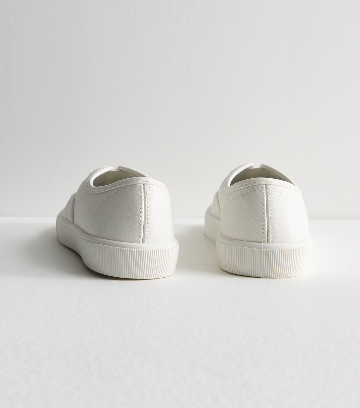 New Look Women's White Leather-Look Laceless Trainers New Look - 4