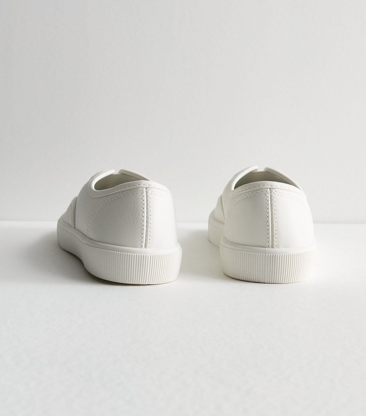 New Look Women's White Leather-Look Laceless Trainers New Look - 4