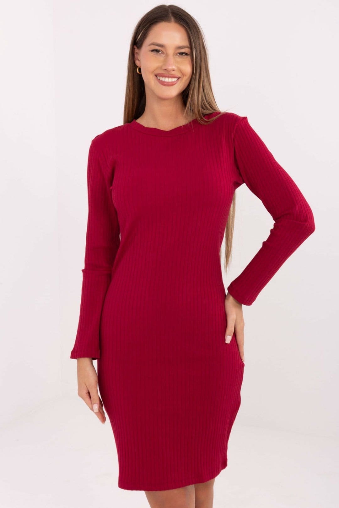 Love Lace Red Ribbed Cotton Pencil Dress