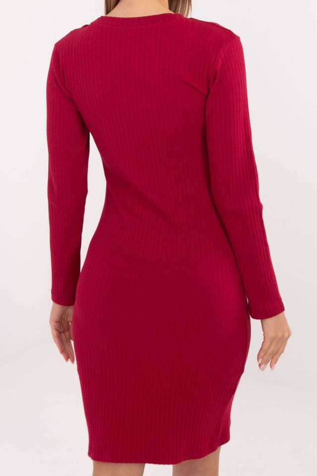 Love Lace Love Lace Women's Everyday Ribbed Cotton Pencil Dress Style 221256 in Red - 3