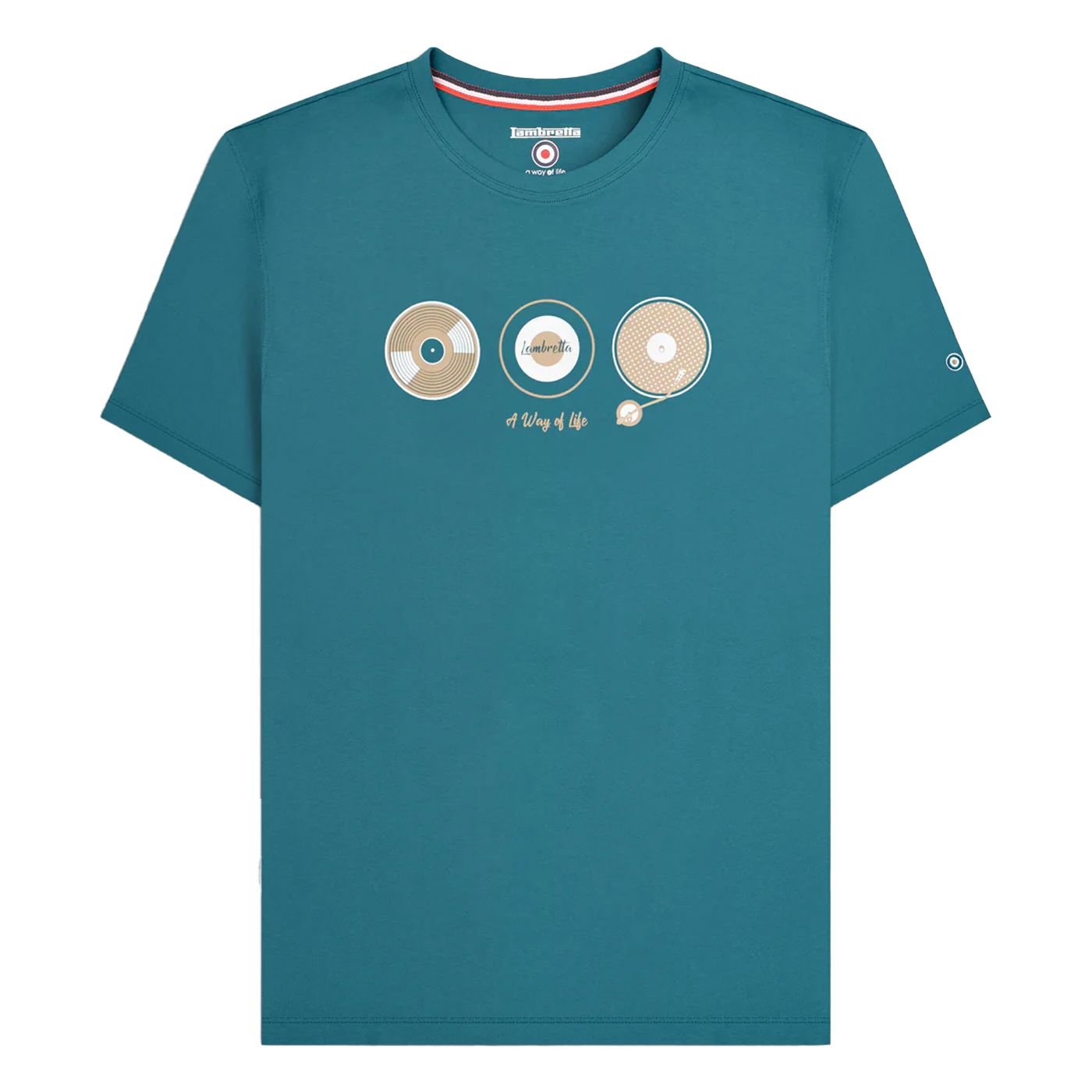 Lambretta Lambretta Men's A Way Of Life Vinyl Rrd T-Shirt in Mid Blue - 2