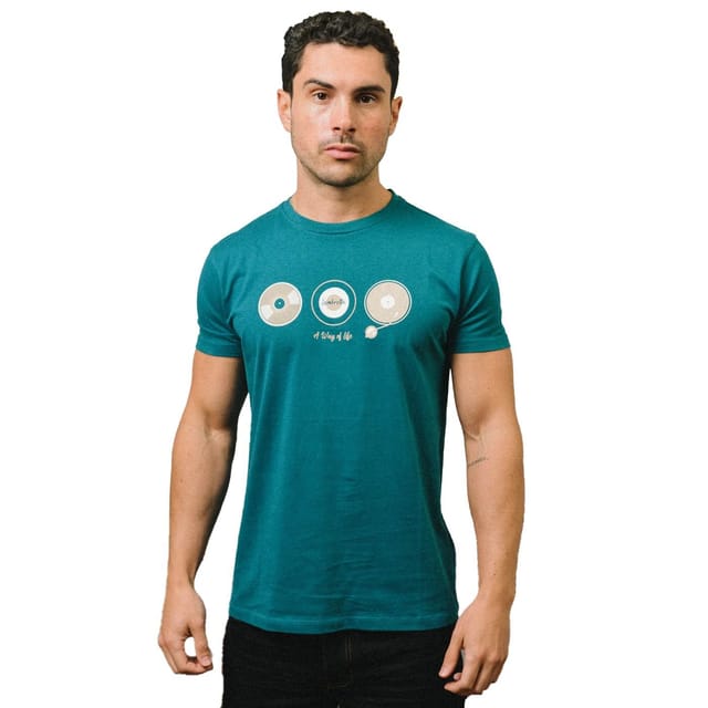 Lambretta Lambretta Men's A Way Of Life Vinyl Rrd T-Shirt in Mid Blue - 3