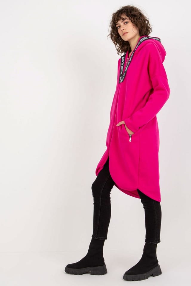 Love Lace Love Lace Women's Extended Fit Zippered Hooded Sweatshirt in Pink - 2