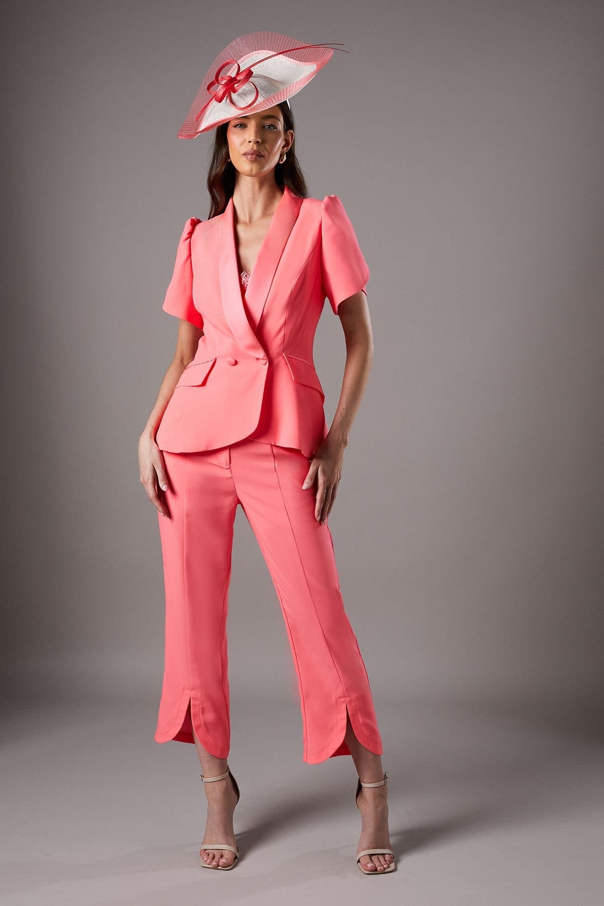 Coast Coast Coral Crepe Tailored Trousers with Split Front