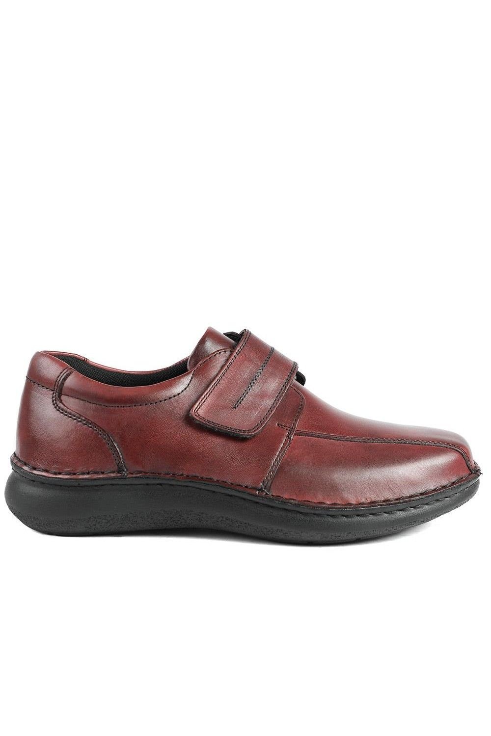 Pavers Pavers Men's Wide Fit Leather Smart Adjustable Fit Shoes in Burgundy - 2