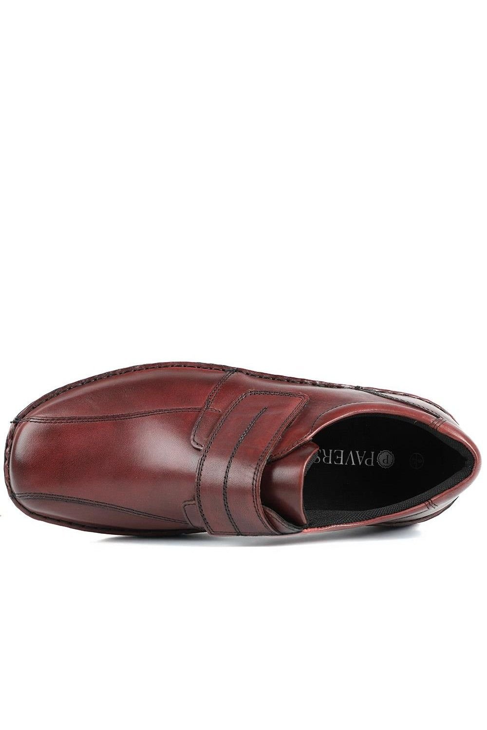 Pavers Pavers Men's Wide Fit Leather Smart Adjustable Fit Shoes in Burgundy - 4