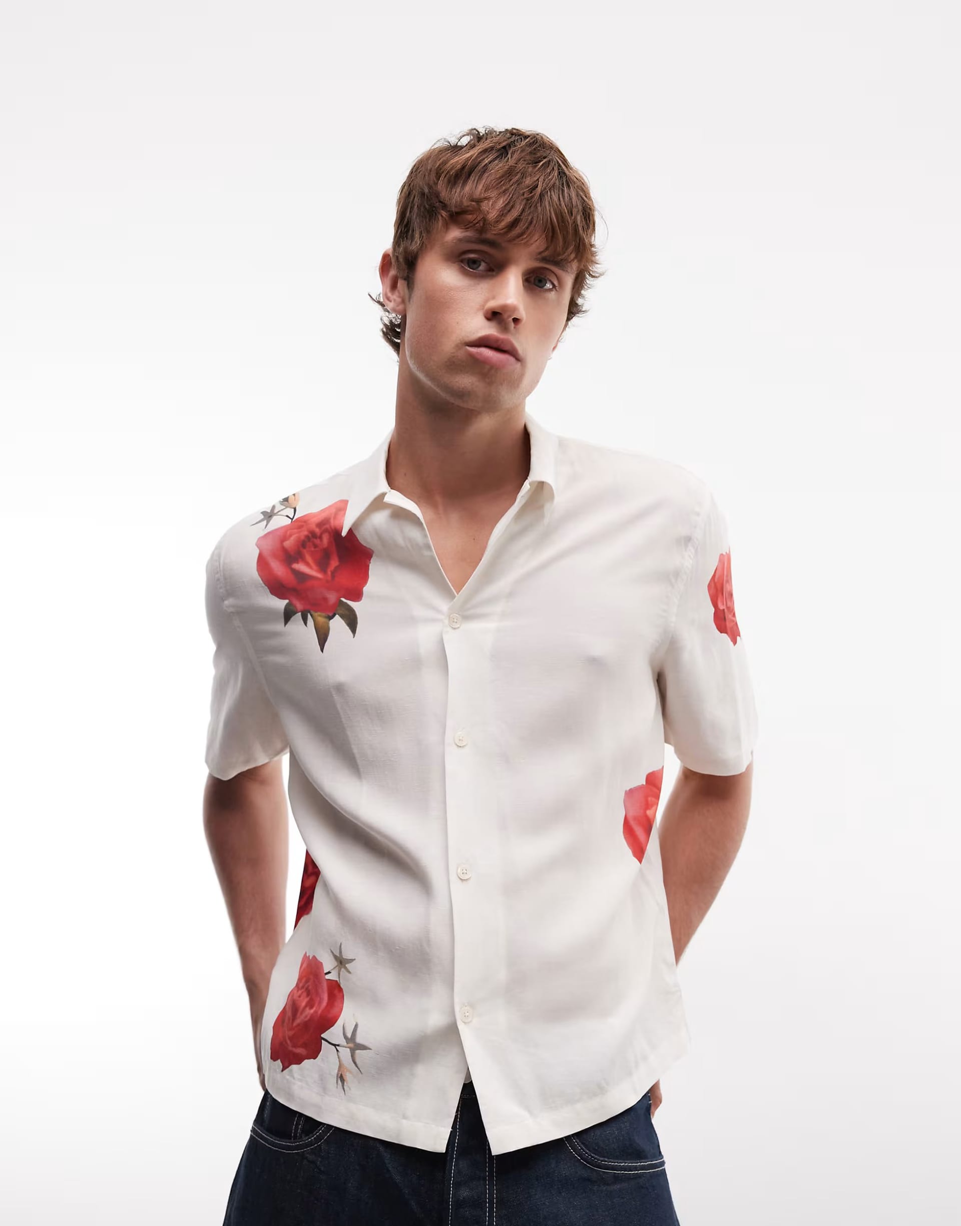 ASOS AllSaints White Strawberry Print Shirt