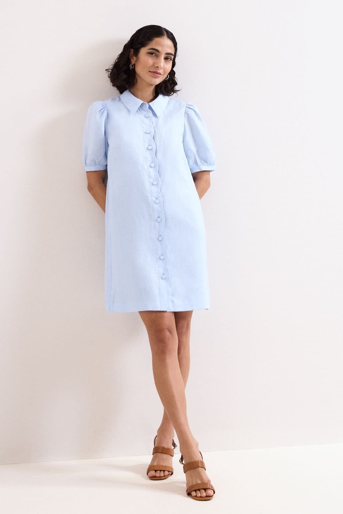 Phase Eight Phase Eight Women's Candice Linen Dress in Baby Blue