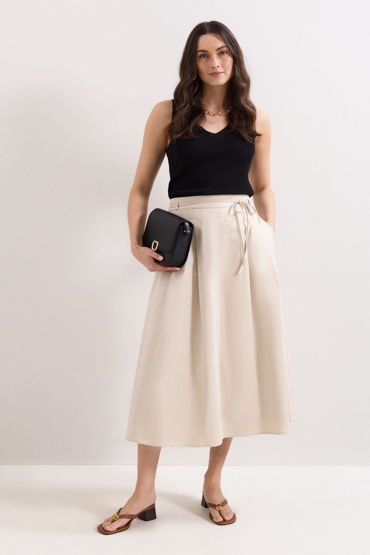 Phase Eight Phase Eight Women's Erin Cotton Skirt in Light Beige - 3