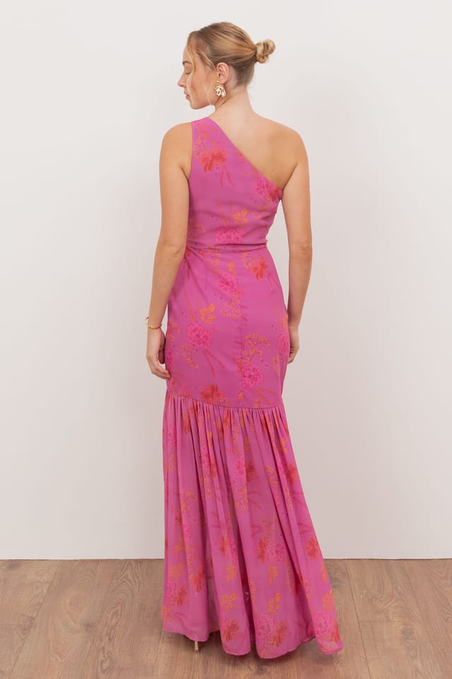 anaya with love Anaya with Love Women's Floral Print One Shoulder Maxi Dress in Bright Pink - 2