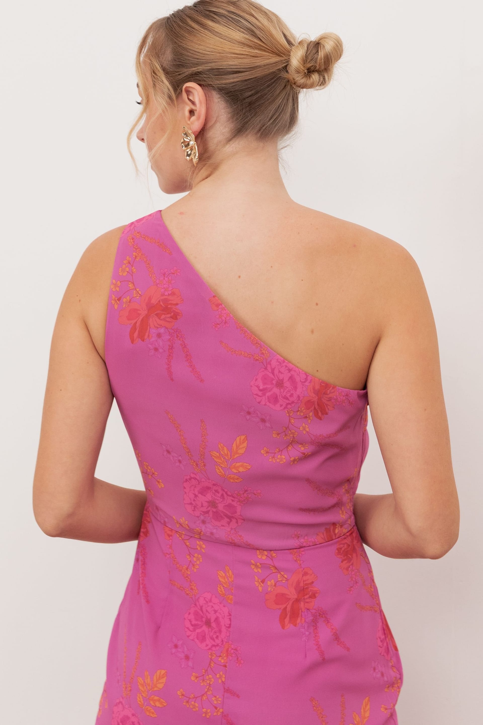 anaya with love Anaya with Love Women's Floral Print One Shoulder Maxi Dress in Bright Pink - 4