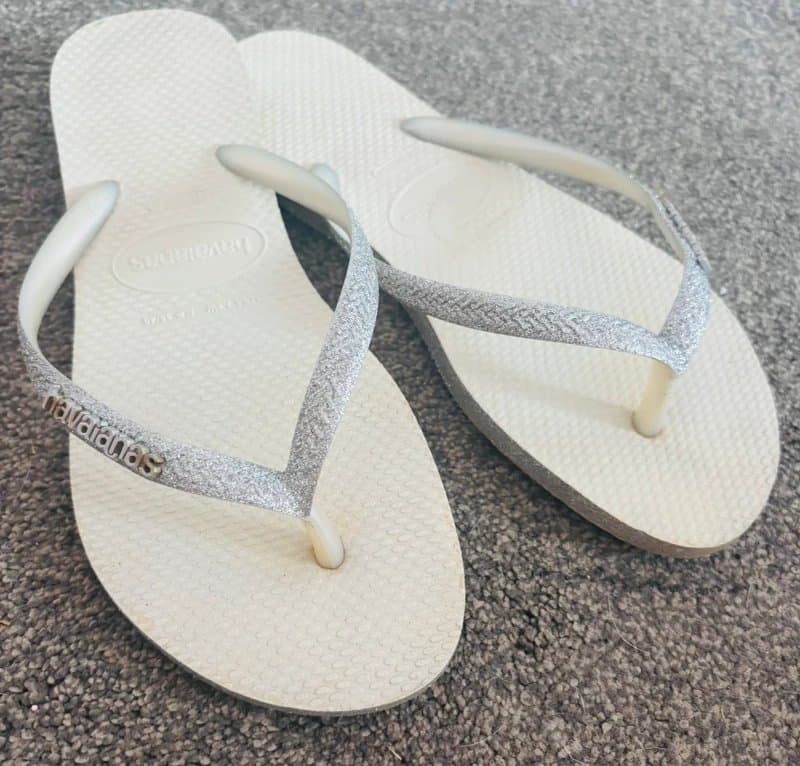 Havaianas Havaianas silver glitter sparkle sandals wedding 37/38 hen do holiday festival 4/5  same day post