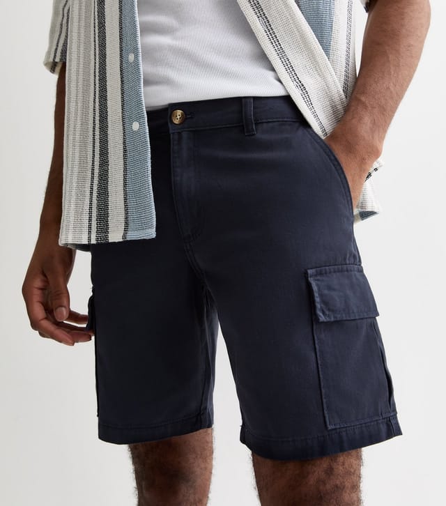 New Look Men's Navy Regular Fit Cargo Shorts New Look - 2