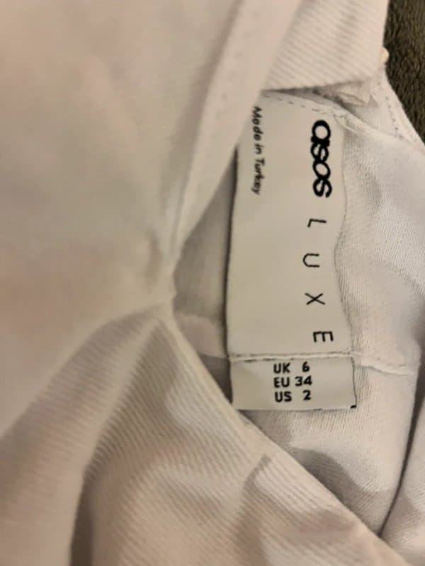ASOS ASOS luxe White Ruffle Denim Mini Dress UK 6/ EU 34 – Pearl Button Detail