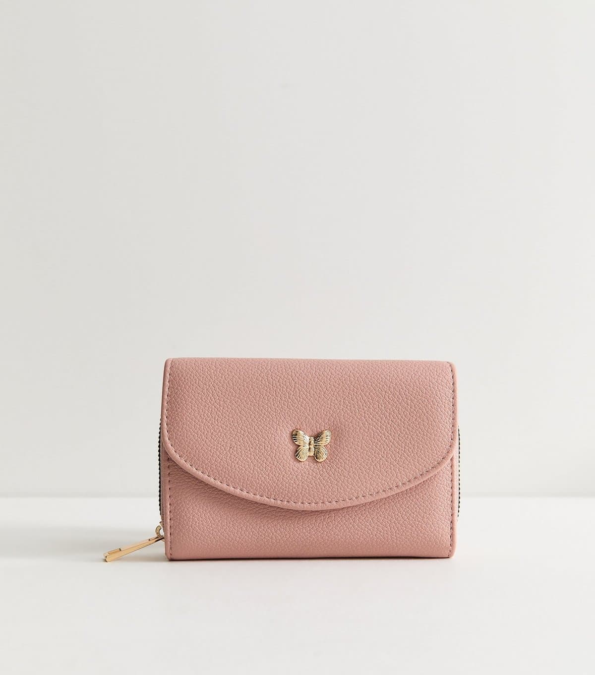 New Look Light Pink Faux Leather Butterfly Charm Compact Purse New Look