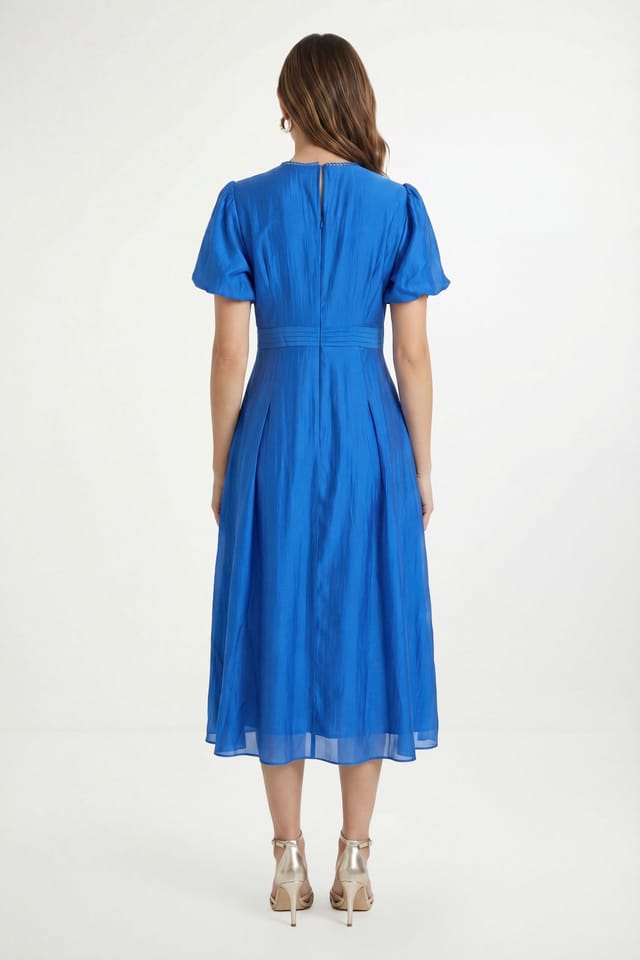 Wallis Wallis Women's Petite Tencel Pleated Midi Dress in Cobalt - 2