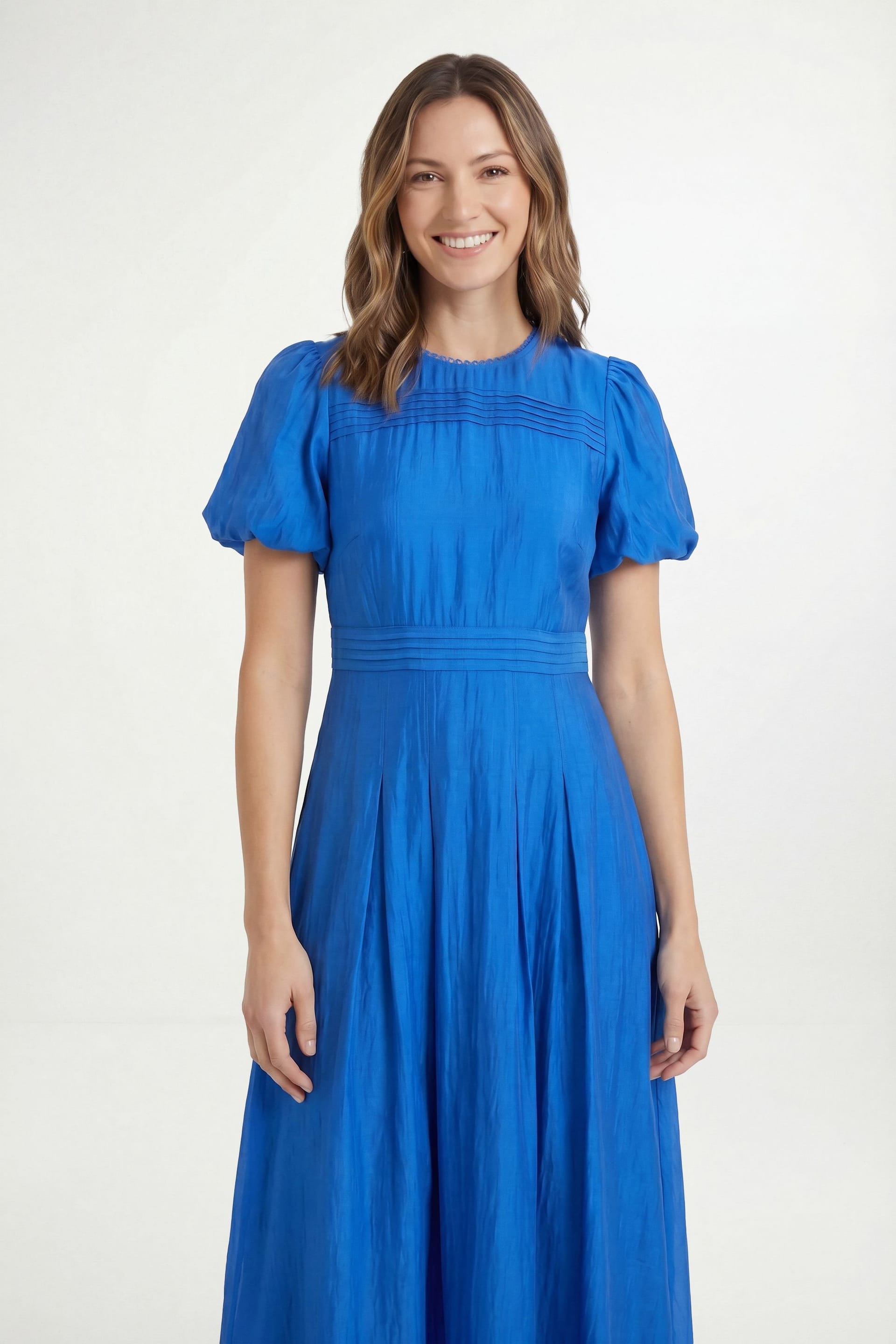 Wallis Wallis Women's Petite Tencel Pleated Midi Dress in Cobalt - 4