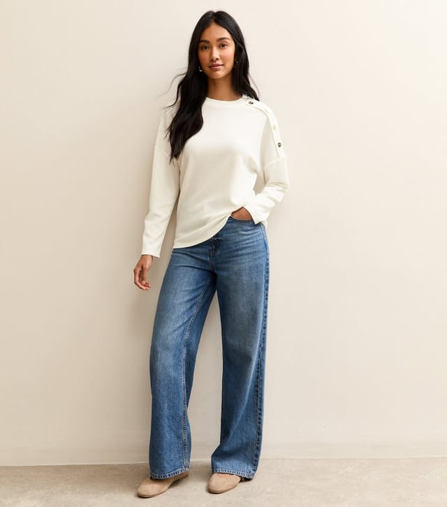 New Look Women's Off White Rib Jersey Long Sleeve Top New Look - 3