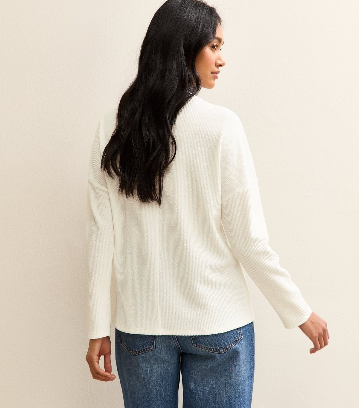 New Look Women's Off White Rib Jersey Long Sleeve Top New Look - 4