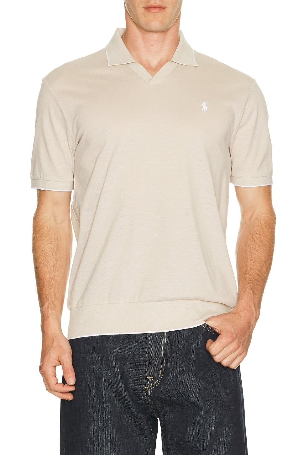 revolve Polo Ralph Lauren Coastal Beige White Jacquard Polo