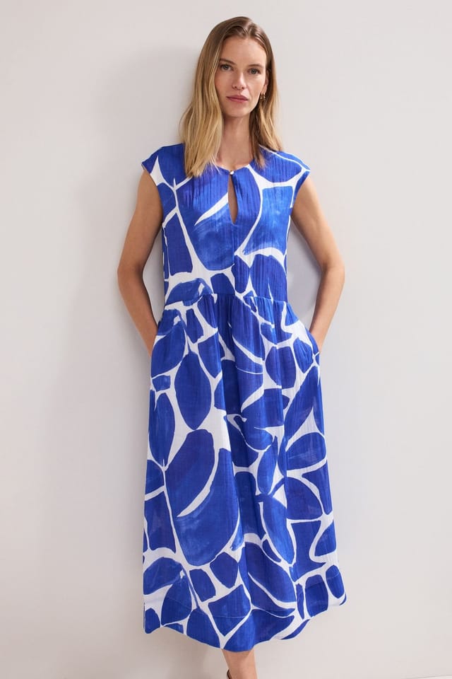 Phase Eight Phase Eight Women's Talah Keyhole Neck Midi Dress in Cobalt - 3