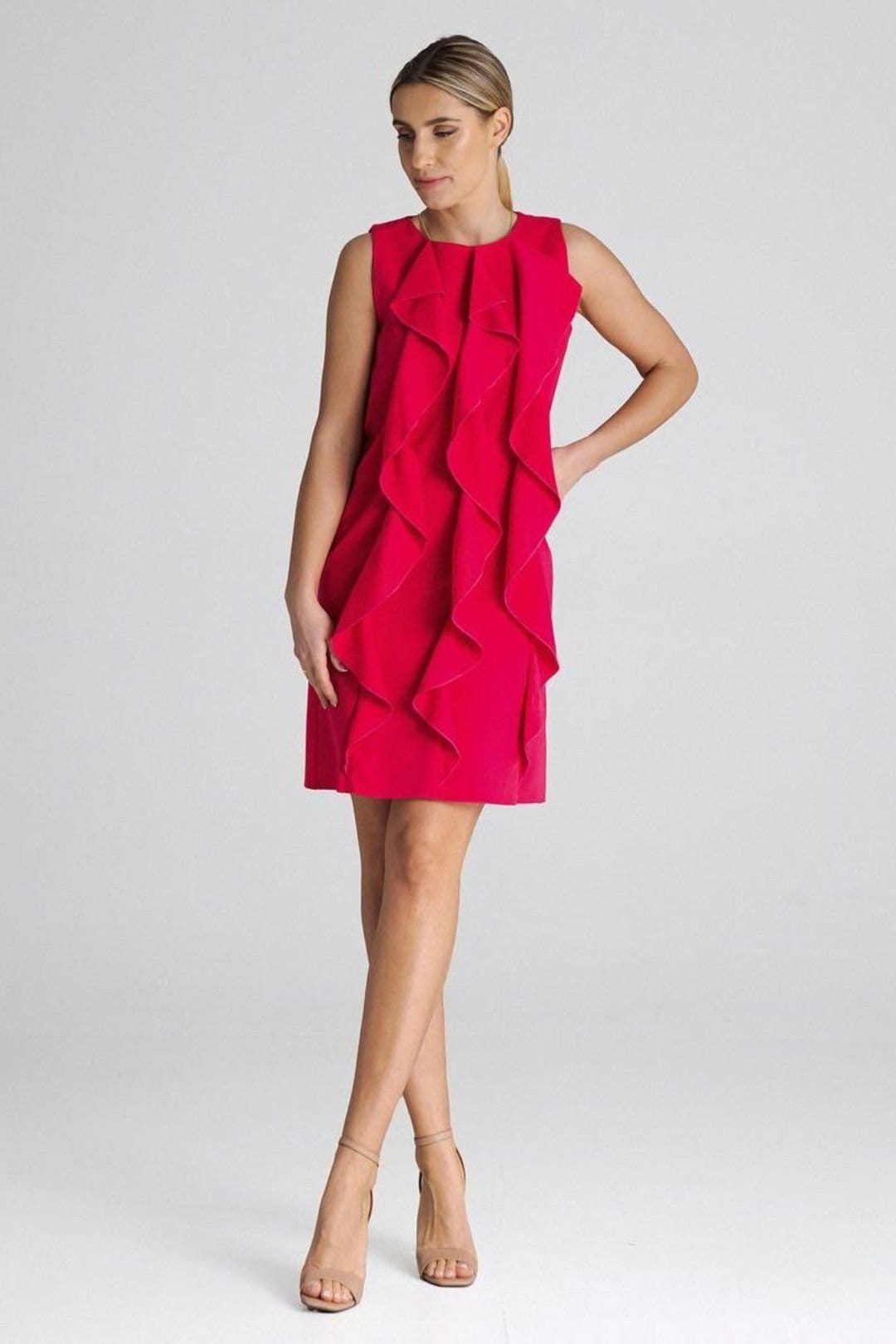 Love Lace Love Lace Women's Sleeveless Trapeze Dress with Front Ruffles Style 197185 in Pink - 4