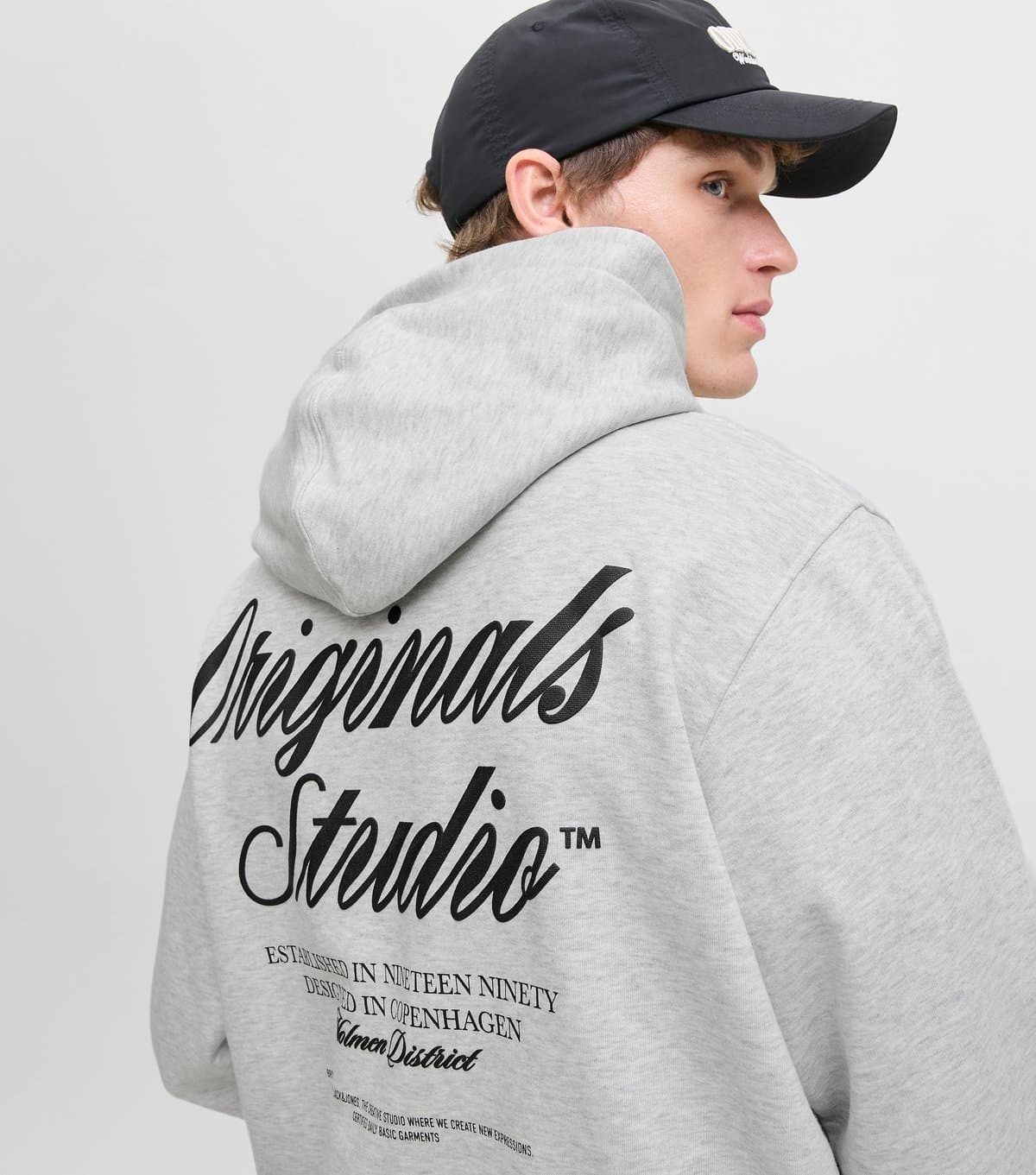 jack & jones Men's Grey Original Studios Hoodie Jack & Jones New Look