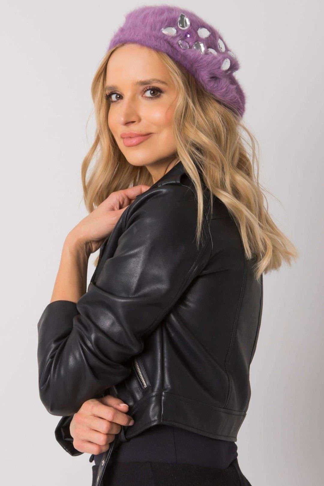 Love Lace Love Lace Women's Elegant Beret Hat Soft Wool Blend Fashion Cap for Everyday Wear in Violet