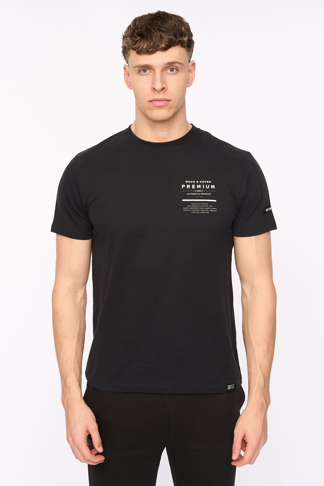 Duck&Cover Duck&Cover Men's Rayland 100% Cotton Soft-Touch Graphic T-Shirt in Black