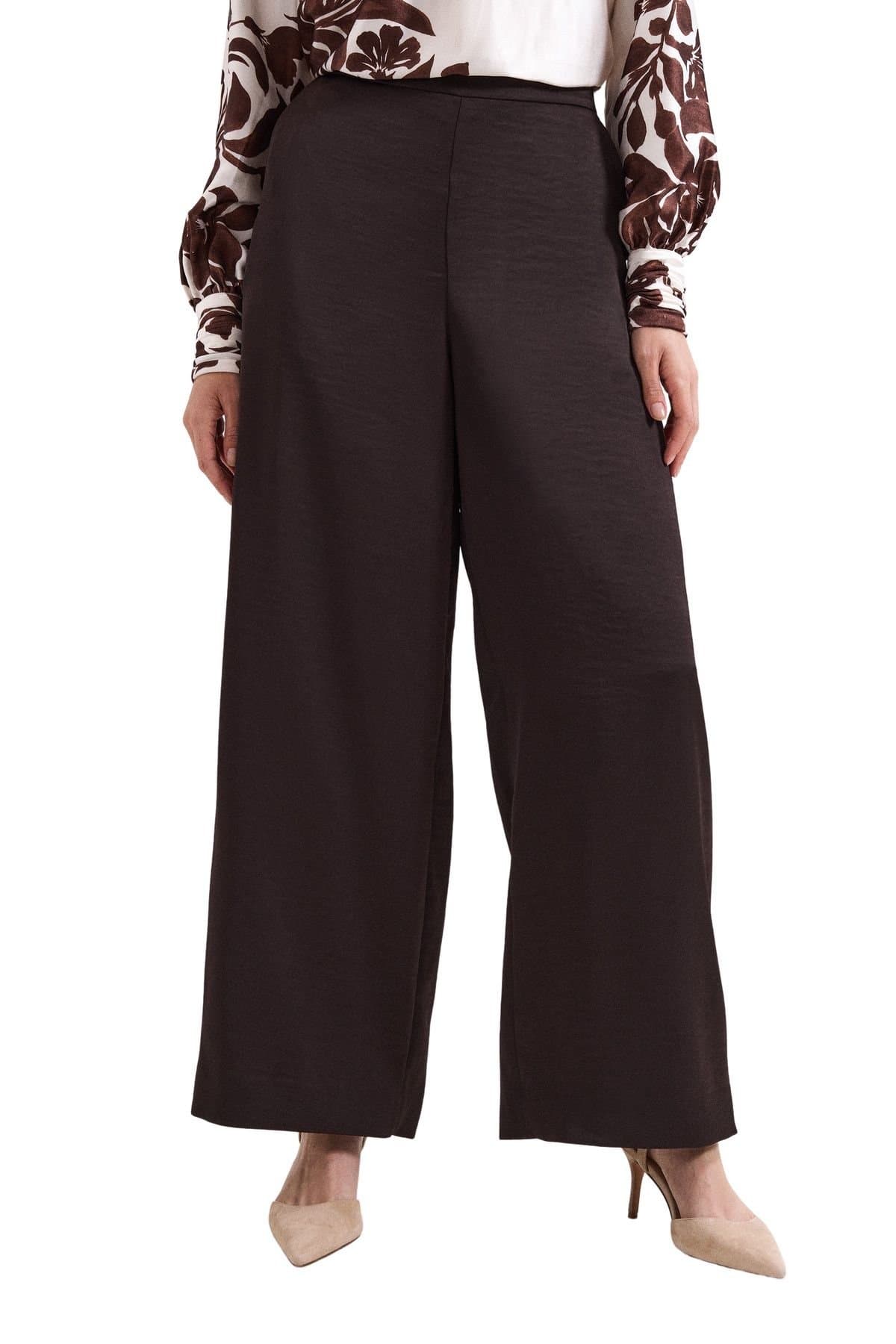 Phase Eight Phase Eight Women's Beccy Wide-Leg Satin Trousers in Dark Brown