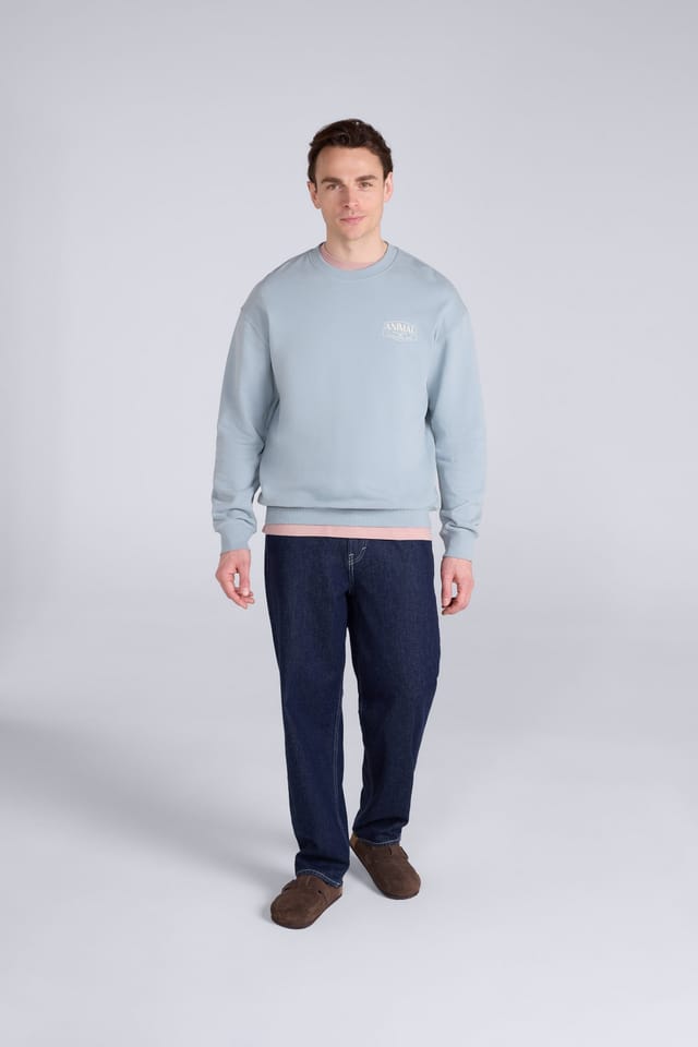 Animal Animal Men's 'Jonah' Ribbed Cuffs Cotton Drop Shoulder Sweatshirt in Bright Blue - 3