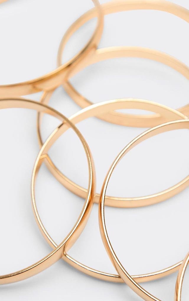 EGO Thin Multi Bangle Bracelet Pack In Gold, Women's Size UK 0 - 2