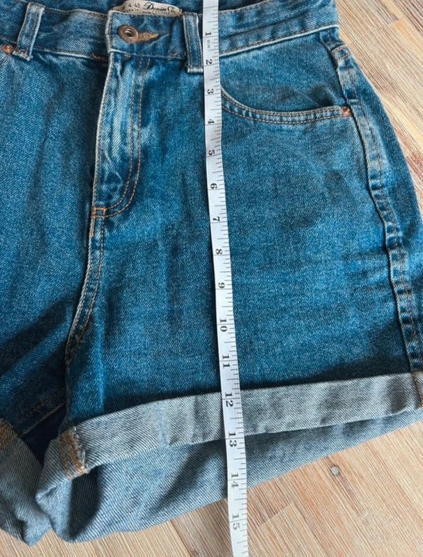 Denim Co 💙 Denim Co Blue Turn Up Denim Shorts High Waisted Summer Festival UK 8 - 1
