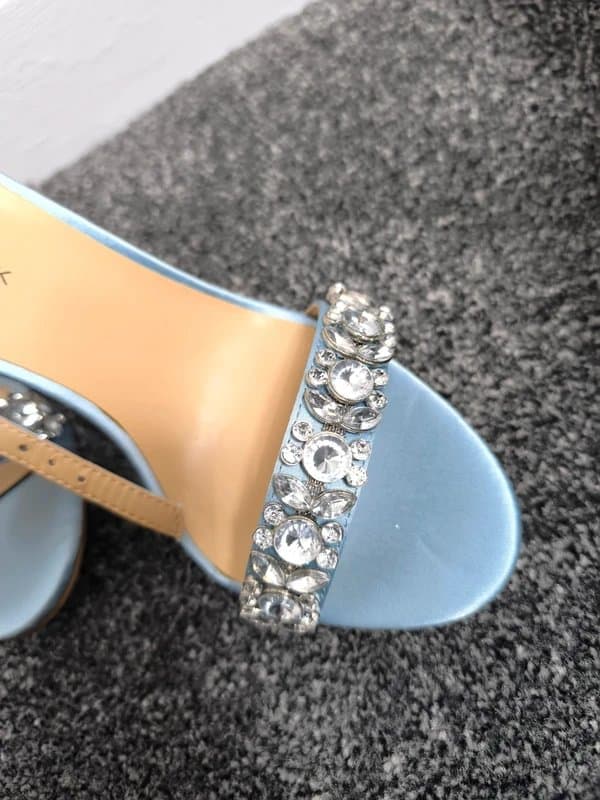 New Look Jewel embellished pencil strap heel baby blue