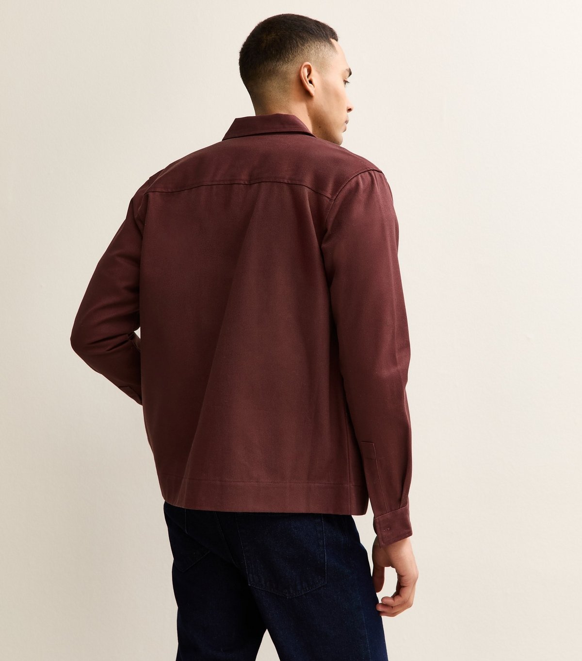 New Look Men's Dark Brown Boxy Embroidered Overshirt Jacket New Look - 4