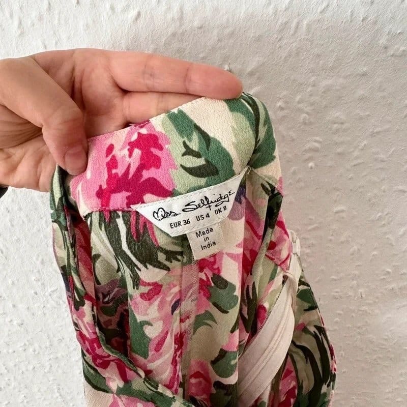Miss Selfridge Pink Floral Ruffle Asymmetric Skirt