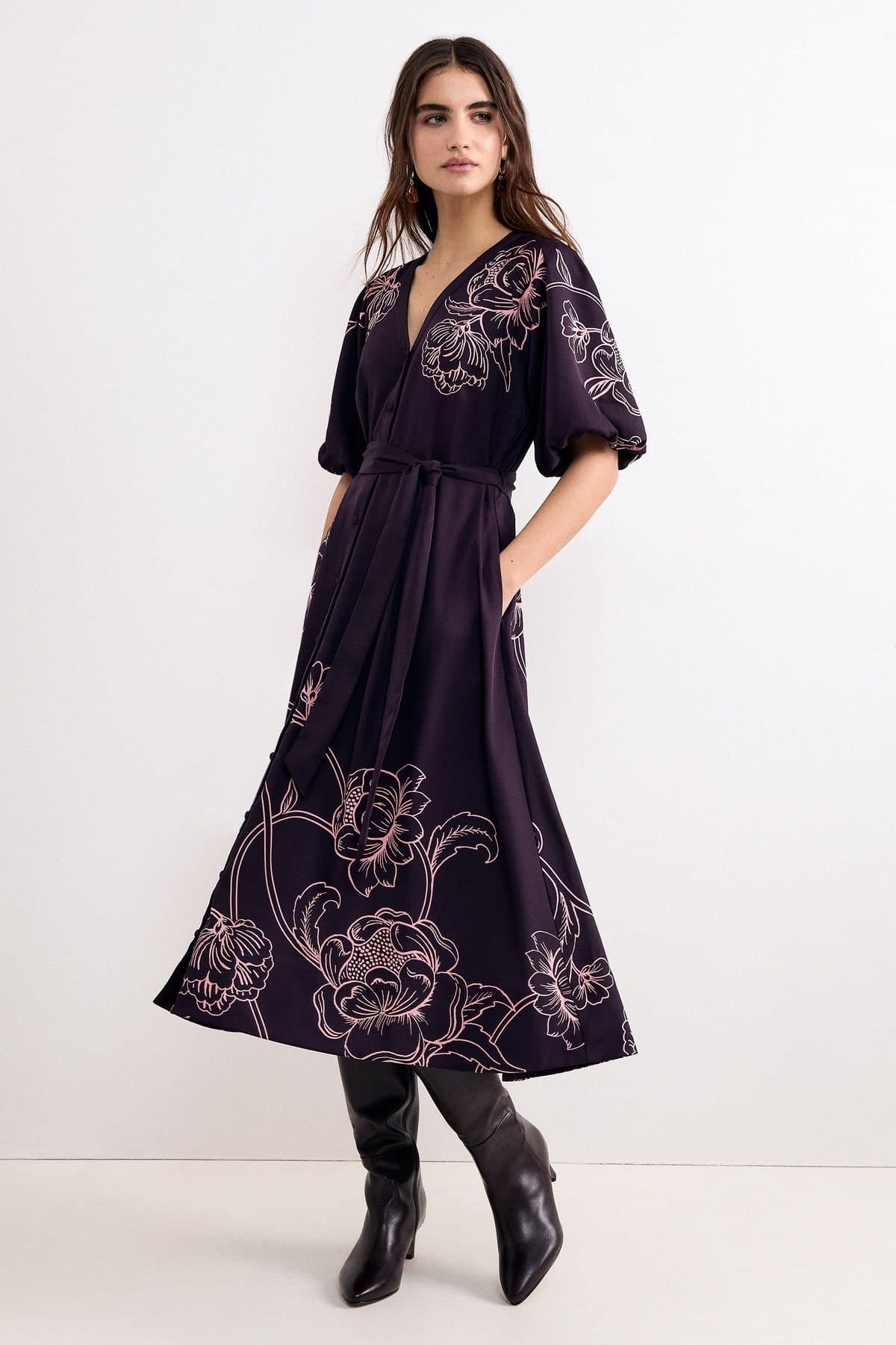 Phase Eight Phase Eight Women's Mabel Print Dress in Aubergine