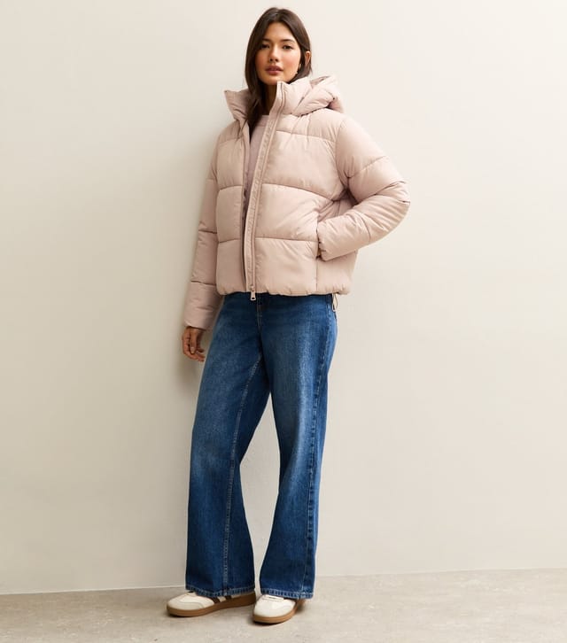 New Look Women's Light Pink Hooded Cropped Puffer Jacket New Look - 3