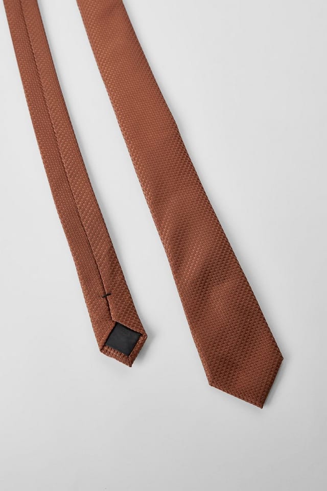 Burton Burton Men's Rust Textured Tie in Red - 3