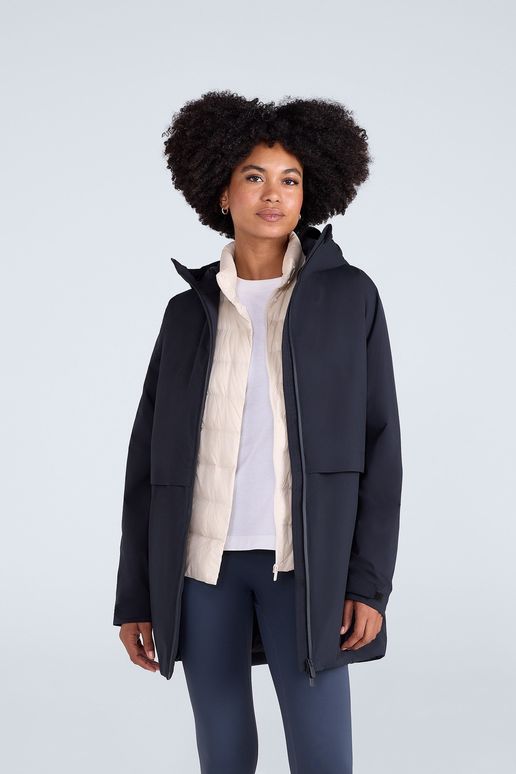 Animal Animal Women's 'Jackie' Waterproof Padded Adjustable Hood Full Zip Outdoor Jacket in Black - 3