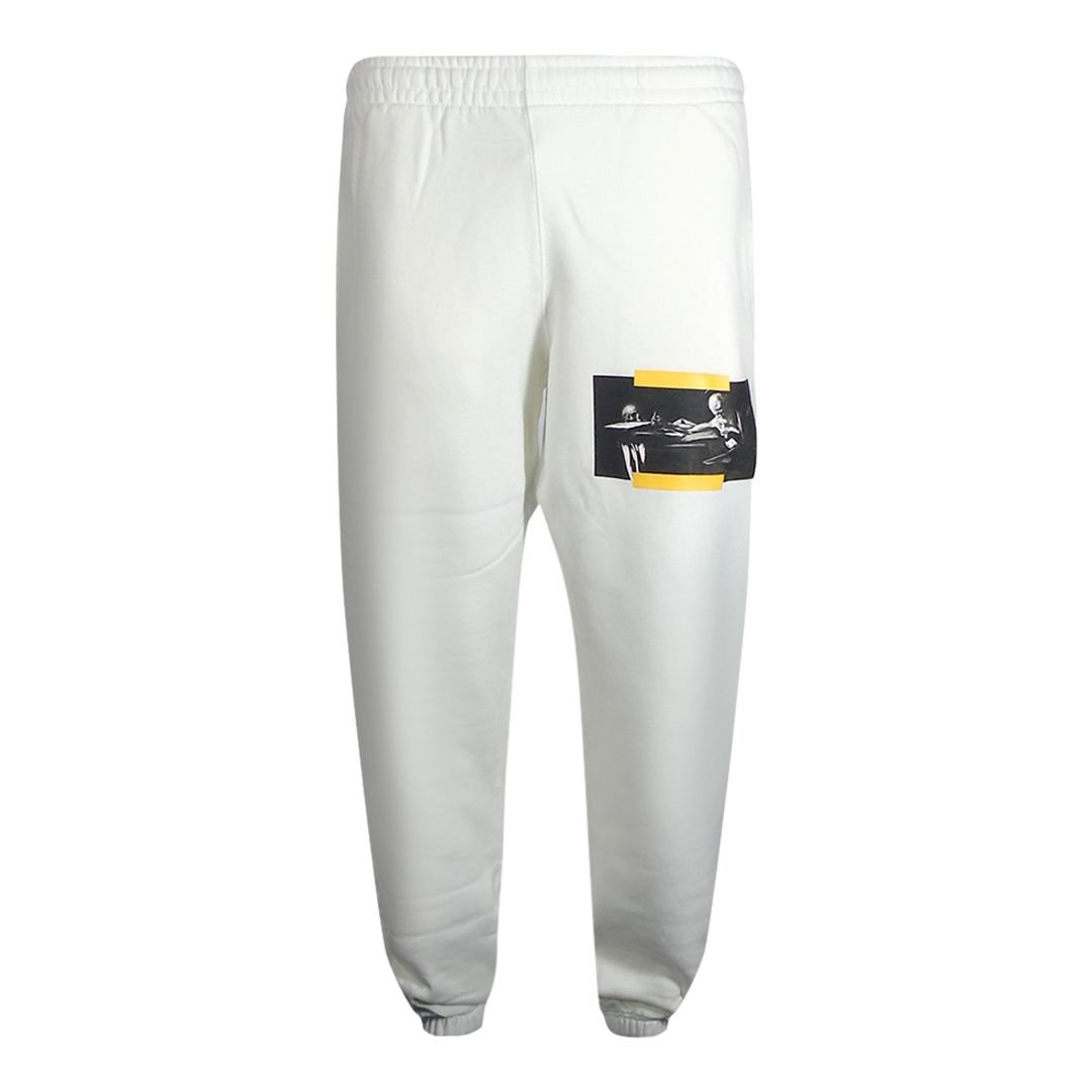 Off-White Off-White Men's Caravaggio Painting Shorten Logo White Sweatpants - 1