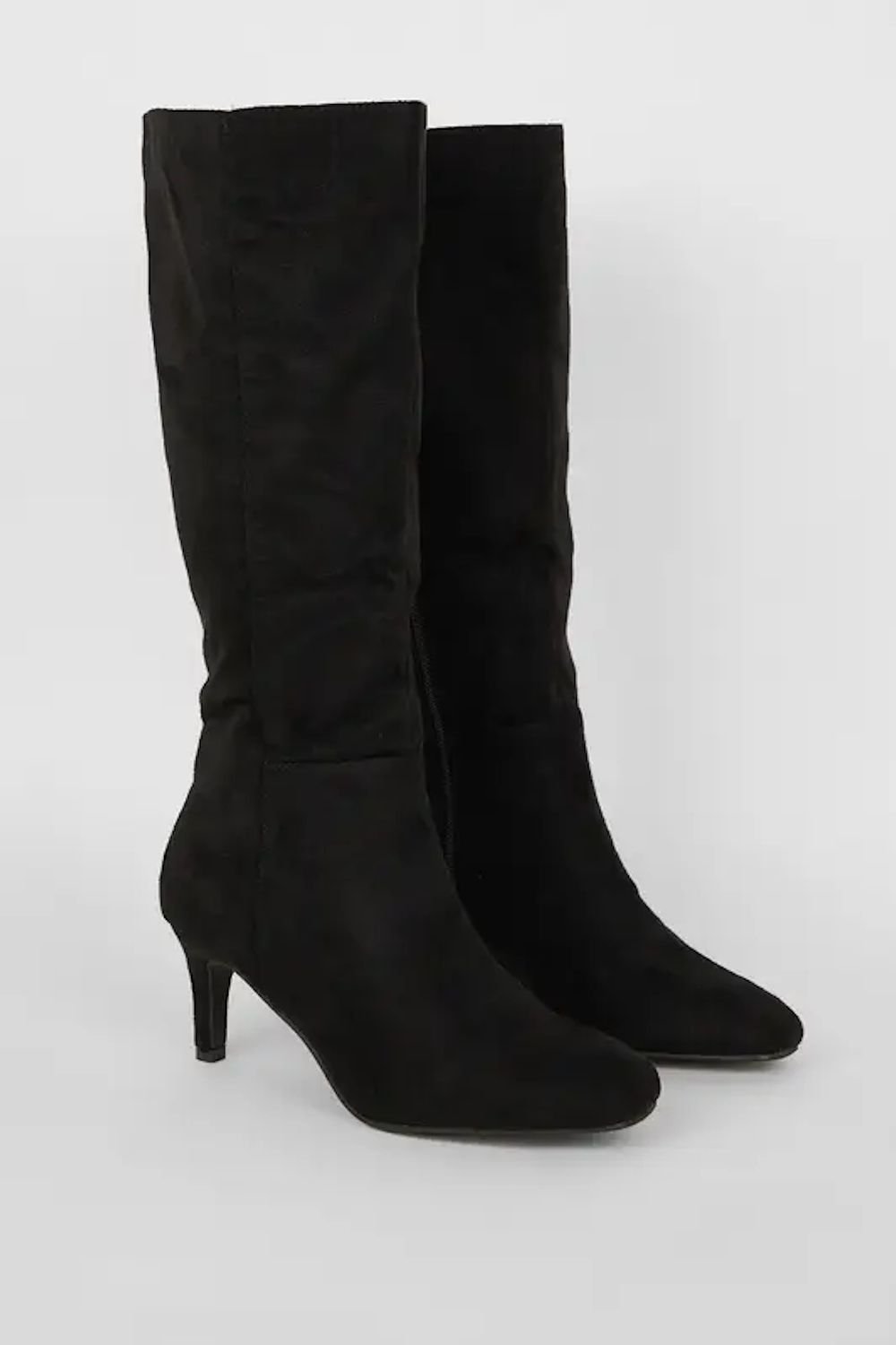 Down To Earth Down To Earth Women's Knee-High Heeled Boots - Suede Stretch Long Boots with Stiletto Heel in Black - 2