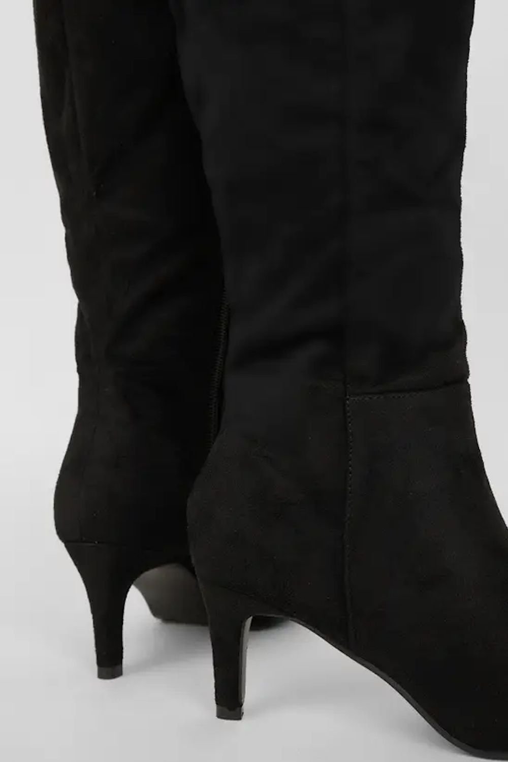 Down To Earth Down To Earth Women's Knee-High Heeled Boots - Suede Stretch Long Boots with Stiletto Heel in Black - 3