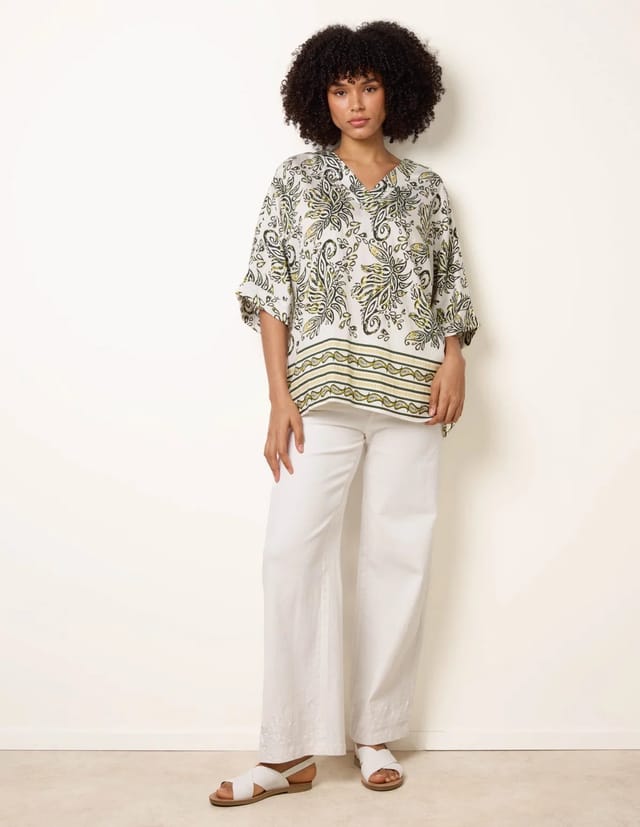 Blue Vanilla Boxy Short Sleeve Printed Top - 2