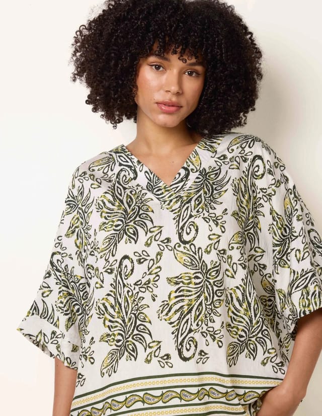 Blue Vanilla Boxy Short Sleeve Printed Top - 3