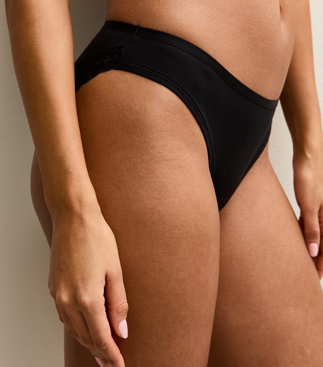 New Look Women's Black Microfibre Lace Back Brazilian Briefs New Look - 2