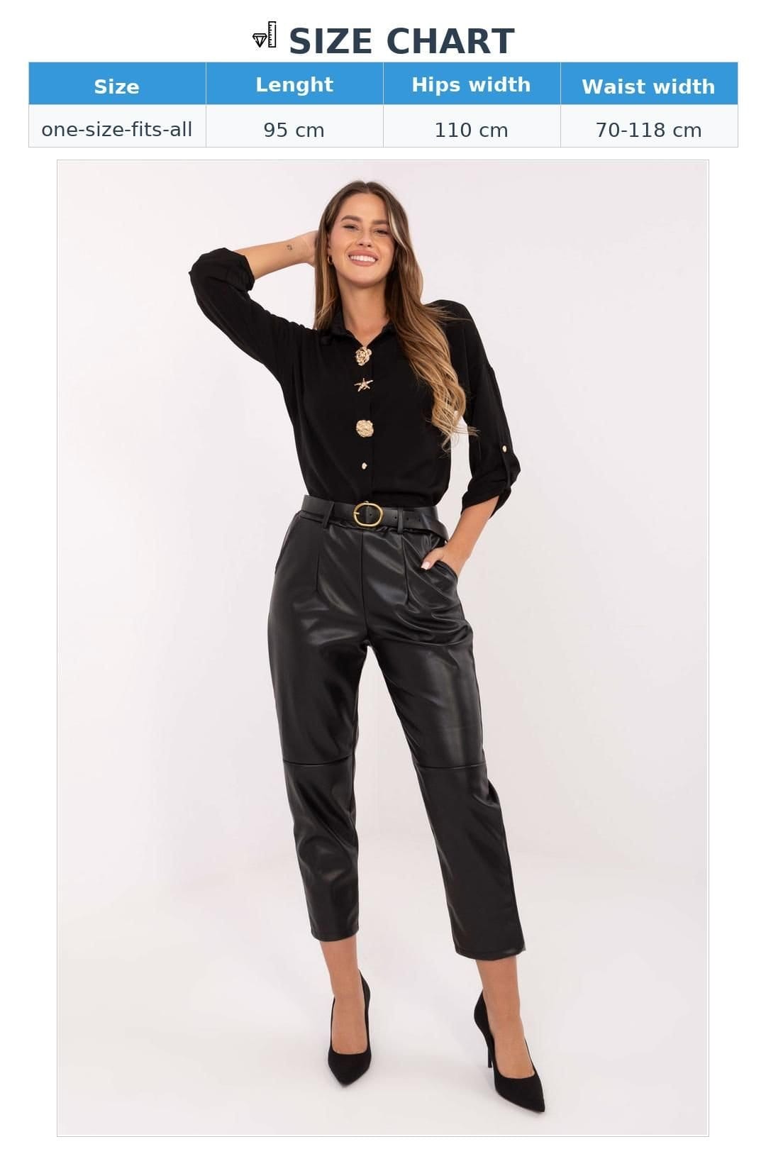 Love Lace Love Lace Women's Faux Leather Tapered Trousers High Waist in Black - 4
