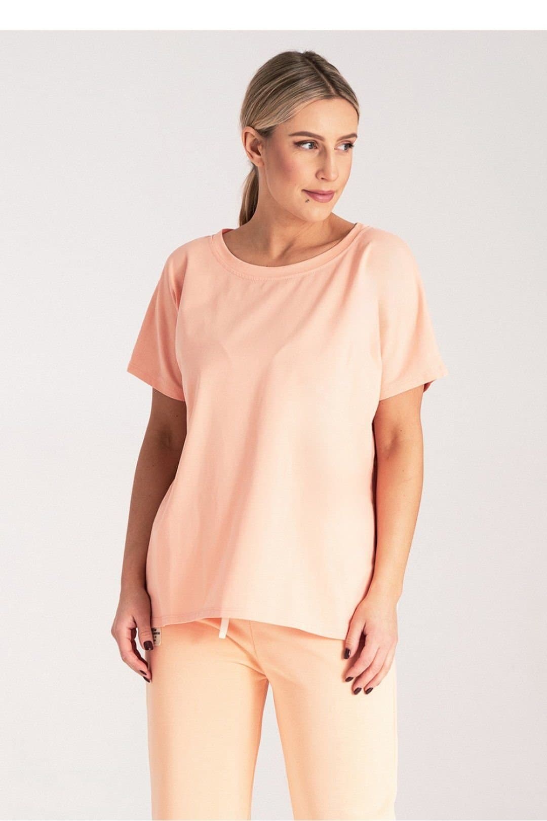 Love Lace Love Lace Peach Short Sleeve Round Neck T-Shirt